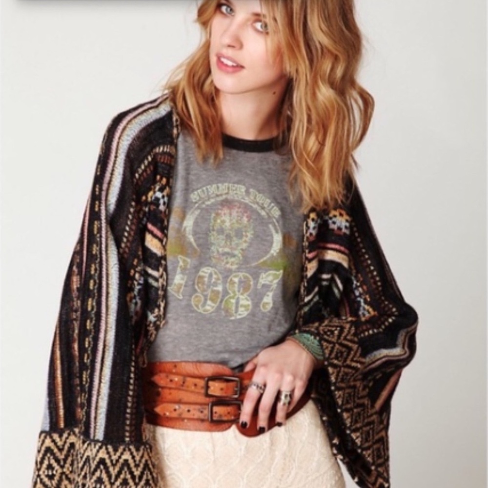 Free People Multi-Color Aztec Knit Cardigan